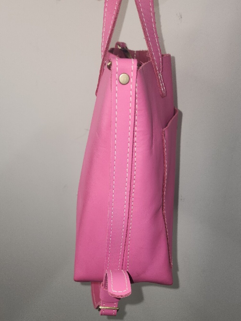 Portland Leather Margot Bubblegum Pink Smooth Leather Tote Crossbody - Picture 11 of 17